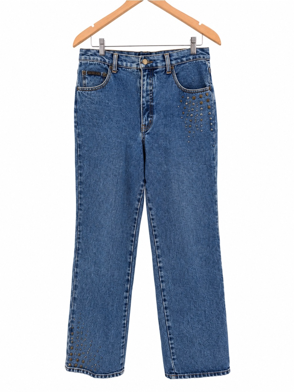 NY Jeans New York & Company Blue Studded Straight Leg Jeans Size 8 Y2K Denim